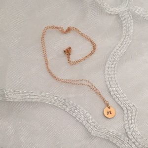 Dainty rose gold initial “H” necklace